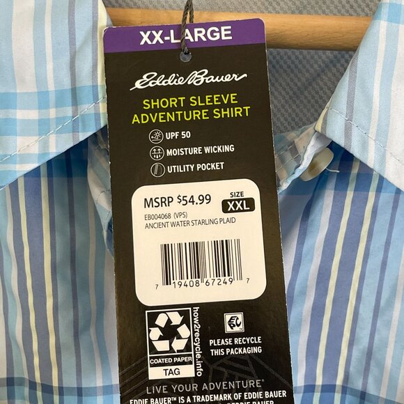 NEW Eddie Bauer Womens XXL Adventure Shirt Plaid Moisture Wicking UPF 50 Outdoor - Picture 4 of 10
